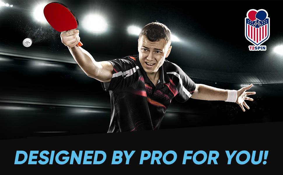 Ping Pong Paddles Set of 4 with 8 Balls in a Stylish Hard Case - BONUS: Paddle Protector