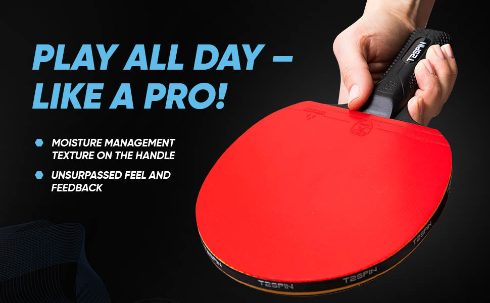 Ping Pong Paddles Set of 4 with 8 Balls in a Stylish Hard Case - BONUS: Paddle Protector