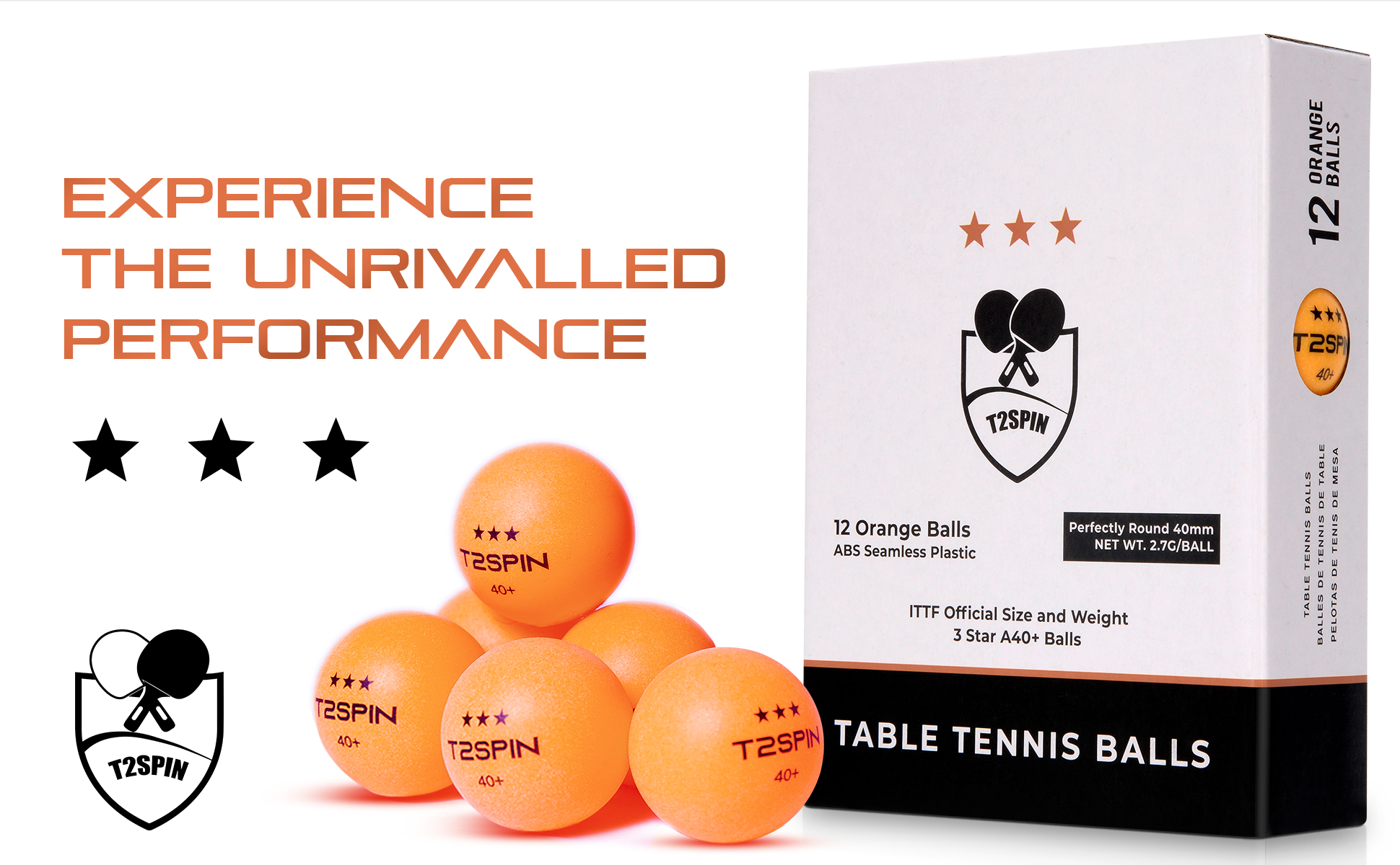 Table Tennis Balls Premium 40+ Ping Pong Balls Highest Grade Balls Pack of 12 ITTF Regulation Size Weight